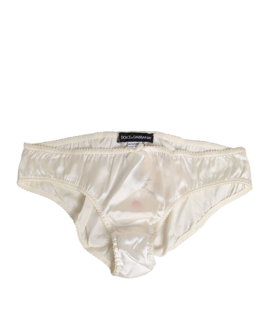 Dolce & Gabbana White Silk Satin Lingerie Panty Underwear