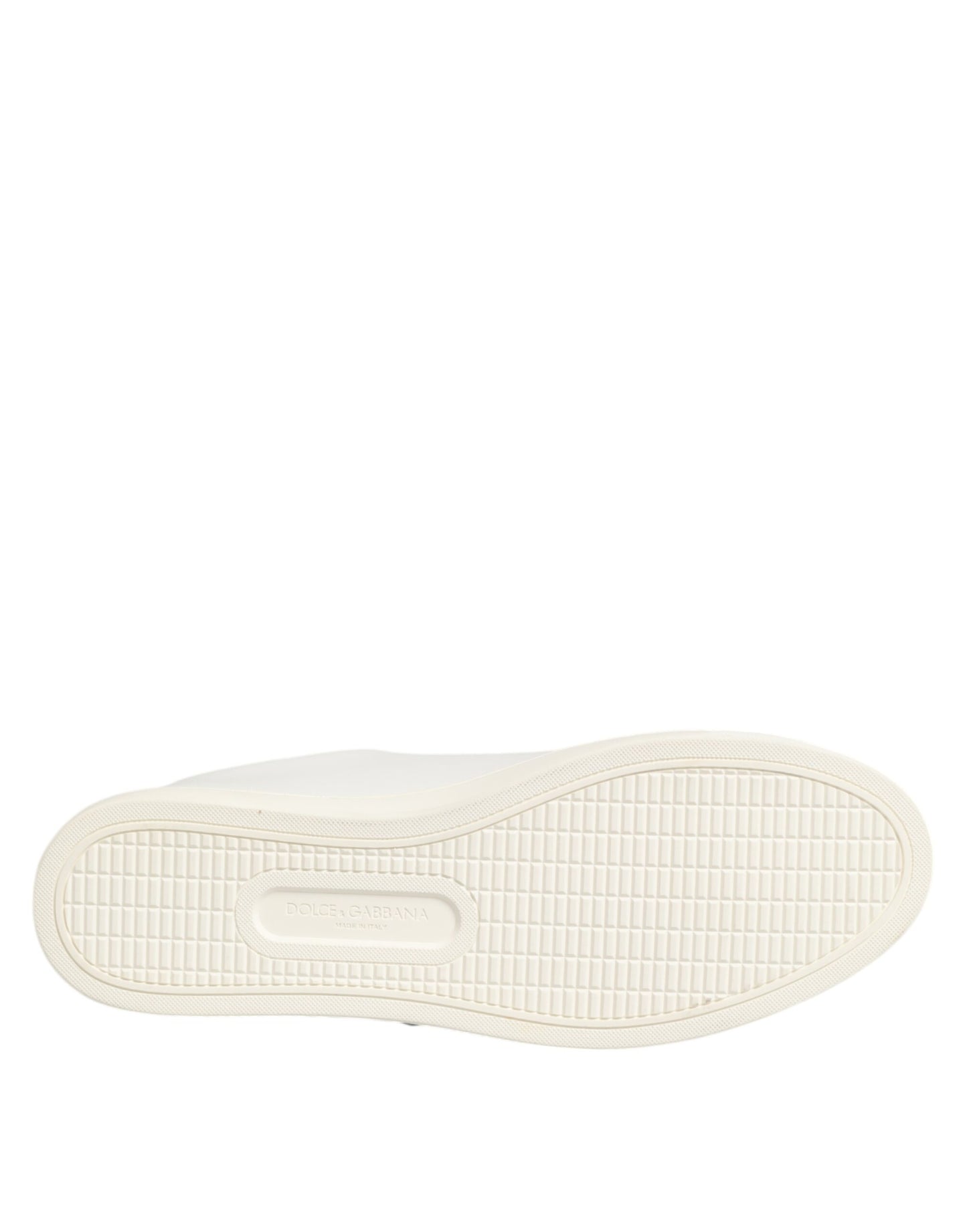 Dolce & Gabbana White Leather Sacre Heart Patch Sneakers Shoes