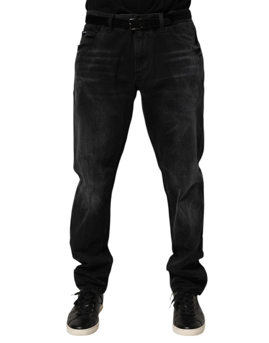 Dolce & Gabbana Black Washed Cotton Skinny Men Denim Jeans