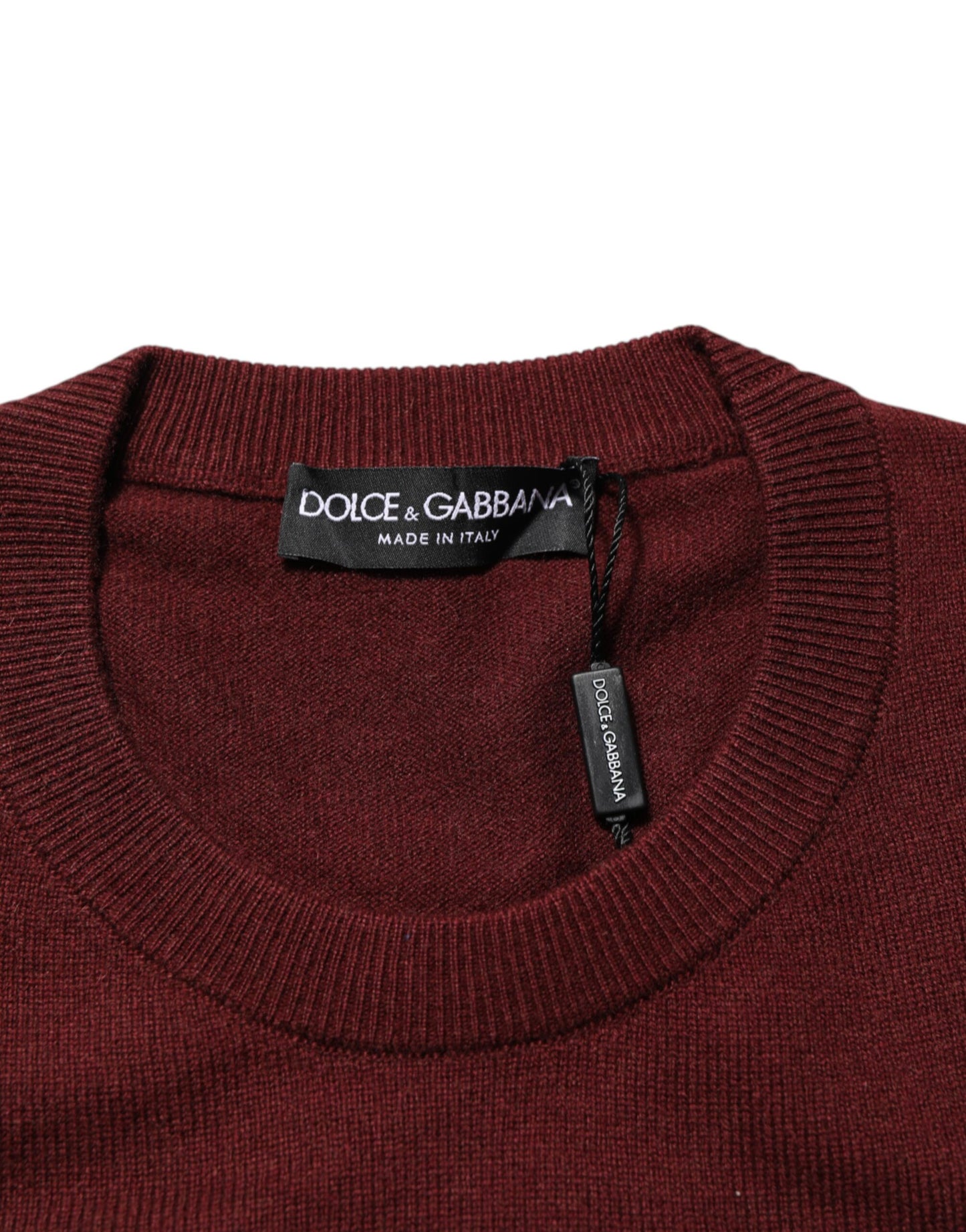 Dolce & Gabbana Maroon Cashmere Crew Neck Pullover Sweater