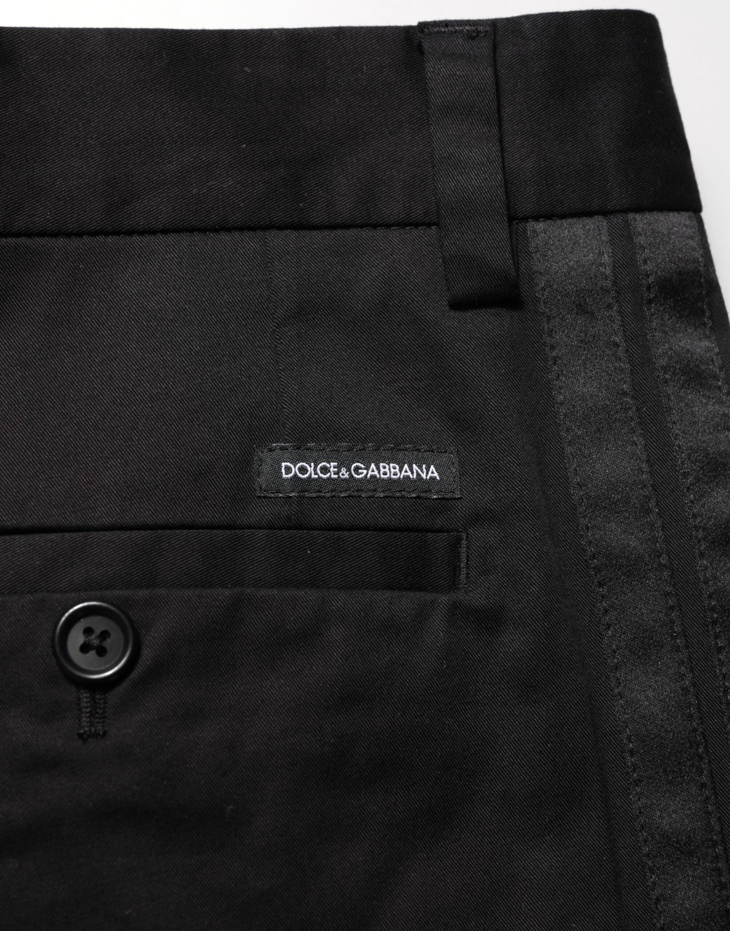 Dolce & Gabbana Black Cotton Stretch Casual Trouser Pants
