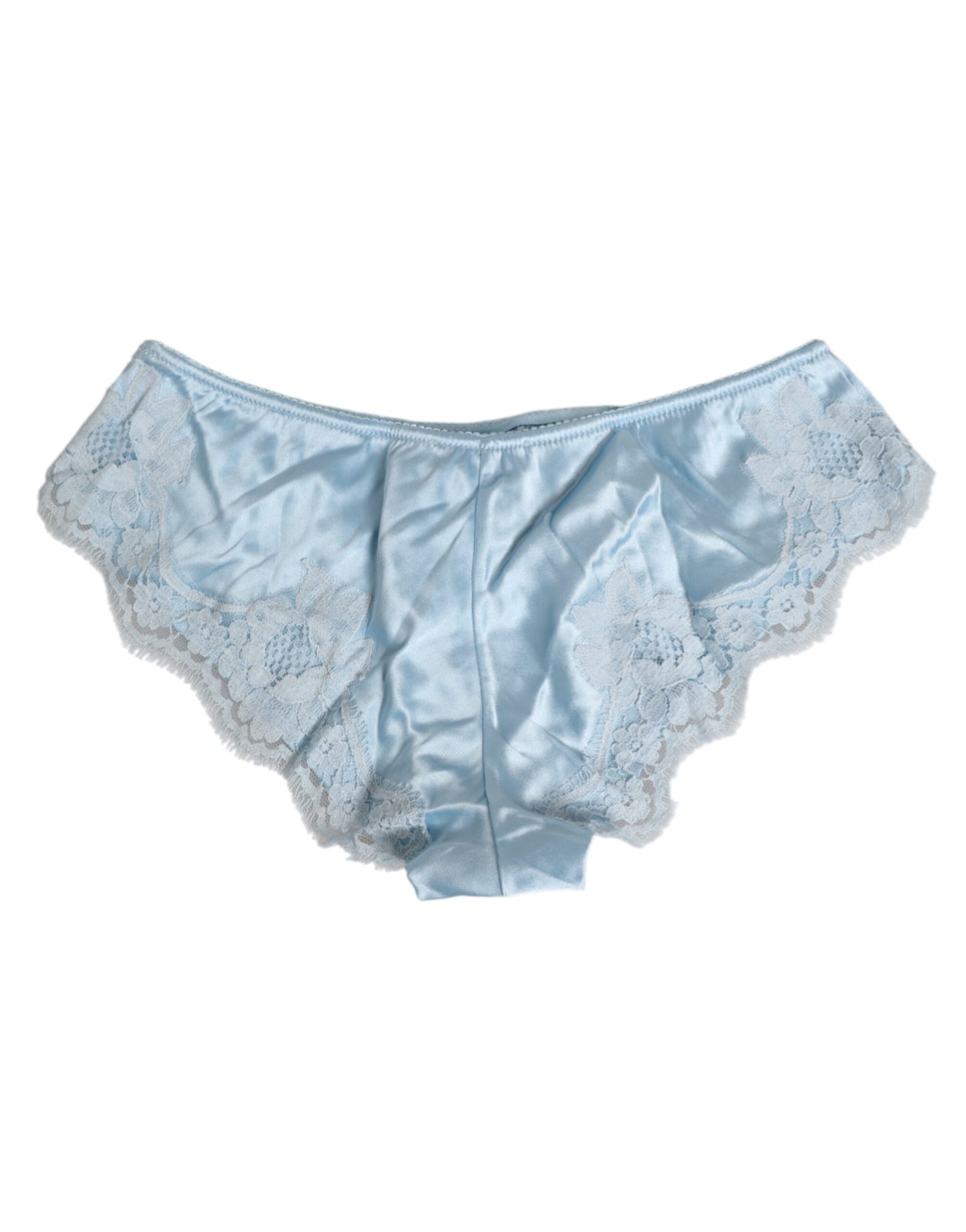 Dolce & Gabbana Sky Blue Silk Satin Lace Panty Brief Underwear