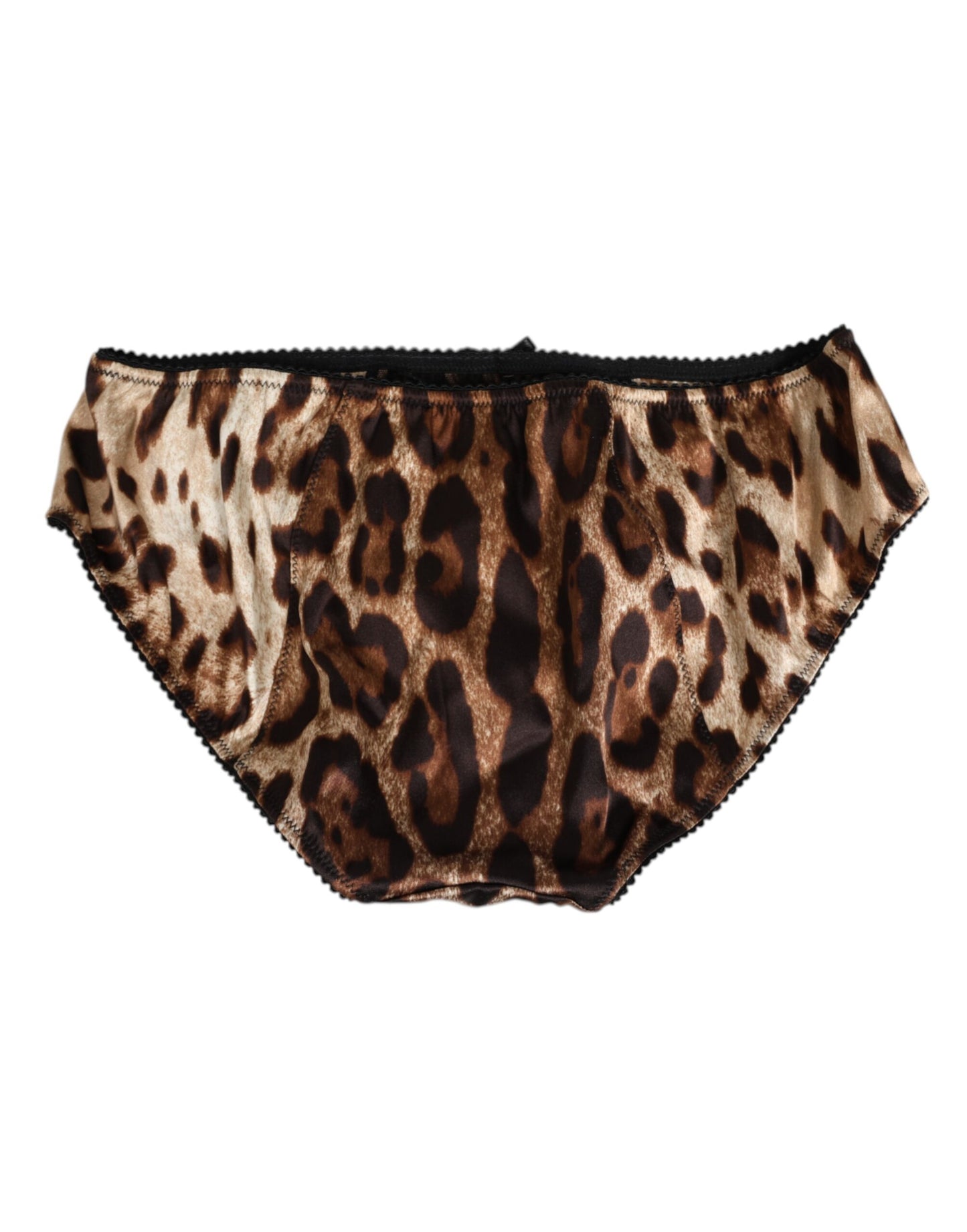 Dolce & Gabbana Brown Leopard Silk Mid Waist Panty Underwear