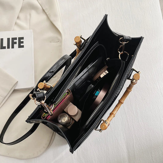 Bolso de hombro de piel de cocodrilo de lujo, bolso de diseñador para mujer