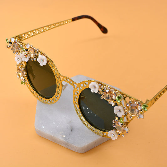 Gafas de sol plegables para mujer, de fotografía callejera con estrellas barrocas
