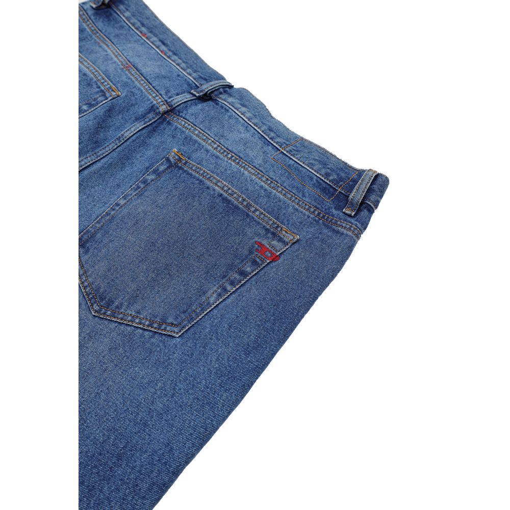 Diesel Blue Cotton Relaxed Fit Jean
