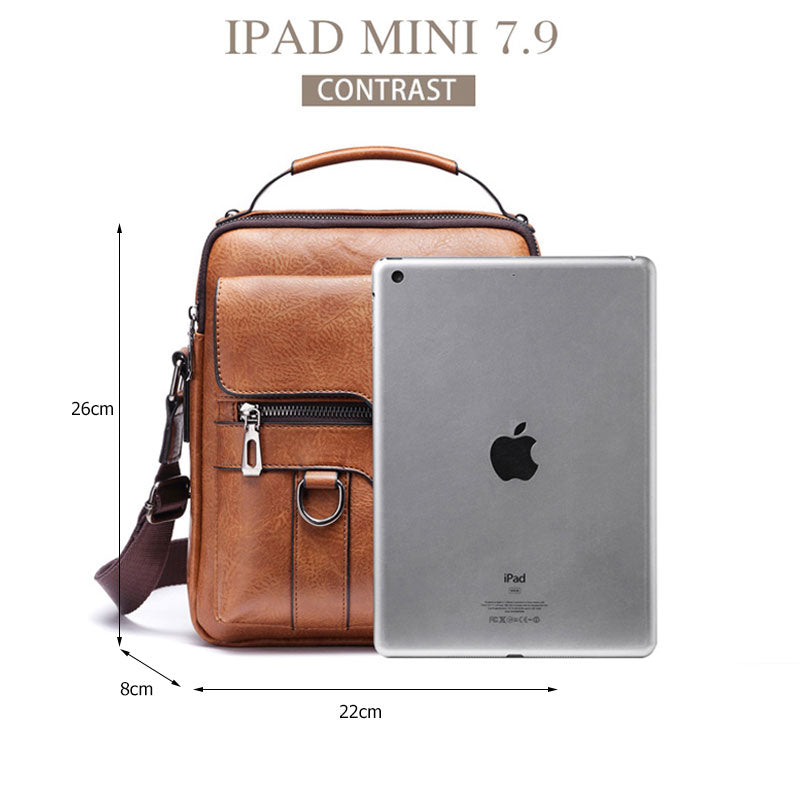 Bolso de hombro informal para hombre, bandolera vintage de alta calidad, de piel sintética