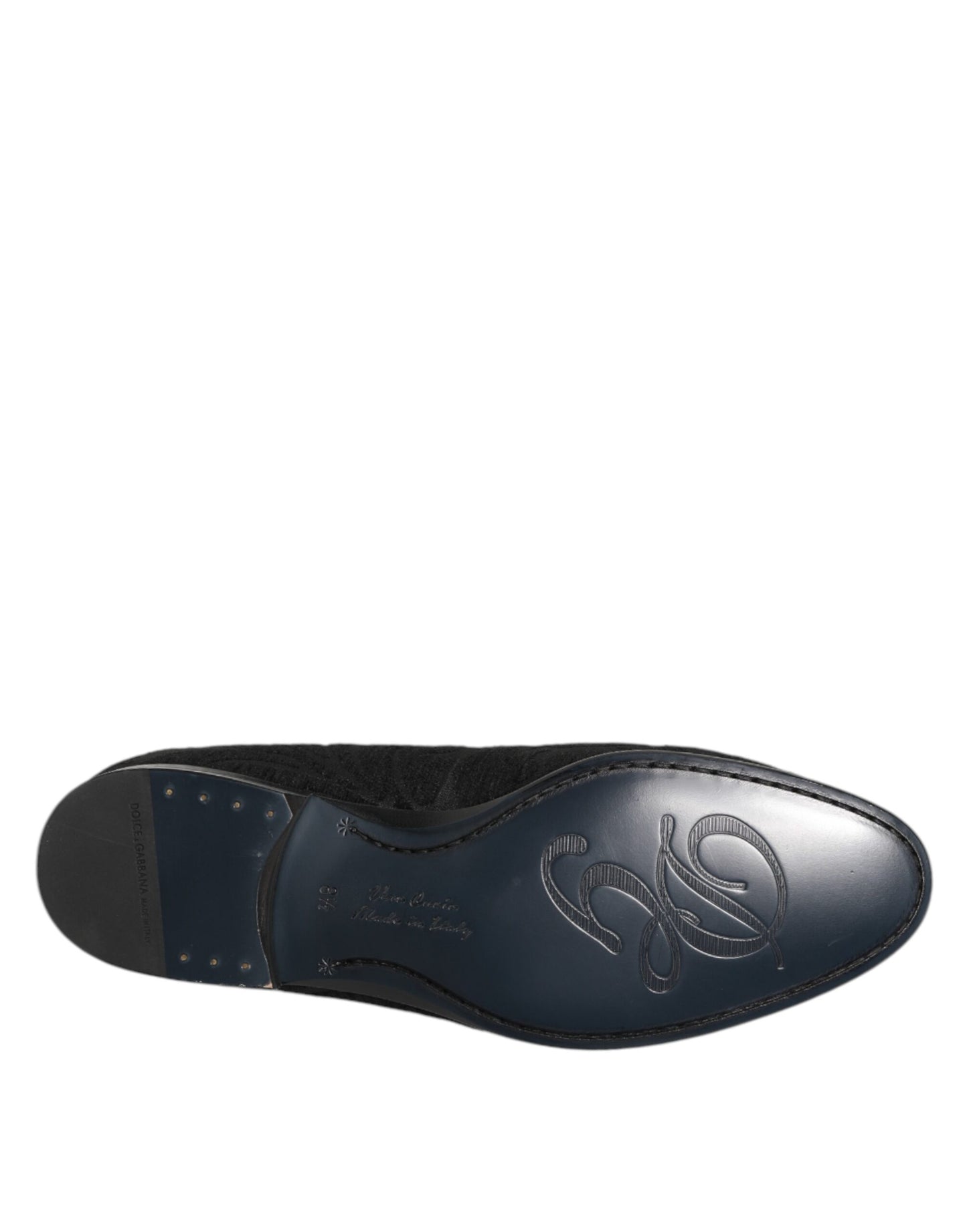Dolce & Gabbana Black Brocade Crown Loafers Dress Shoes