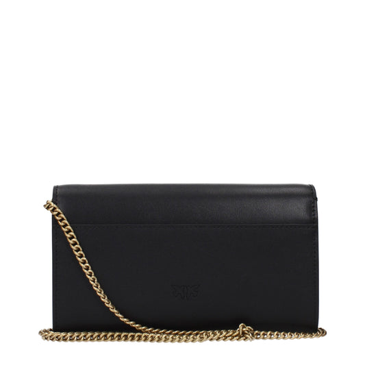 PINKO Black Leather Clutch Bags