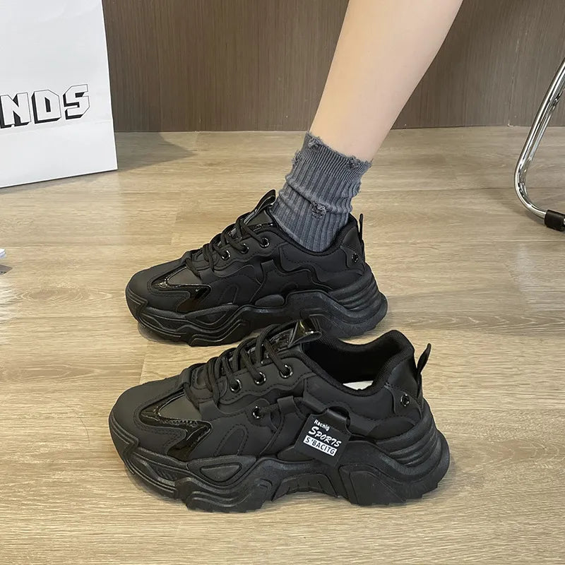 Thick soled women's white single shoes Korean version