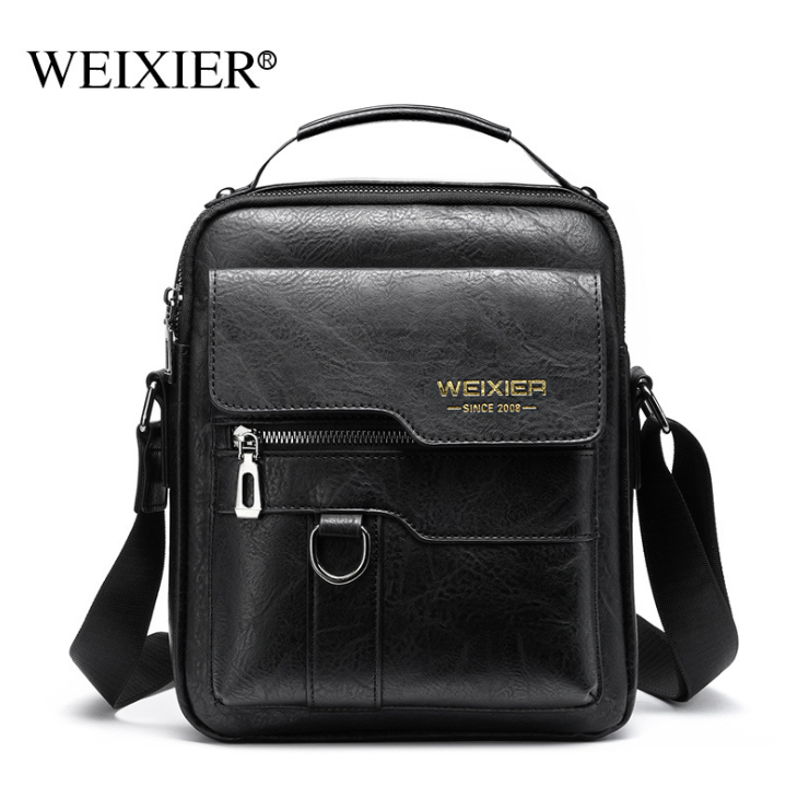 Bolso de hombro informal para hombre, bandolera vintage de alta calidad, de piel sintética