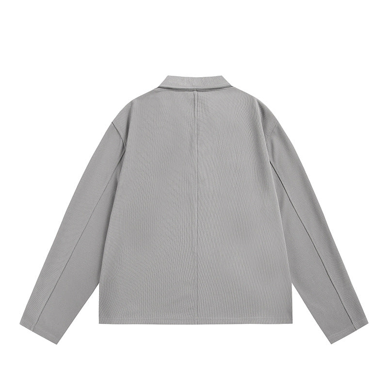 Polo holgado de manga larga para hombre, sudadera informal con cuello vuelto