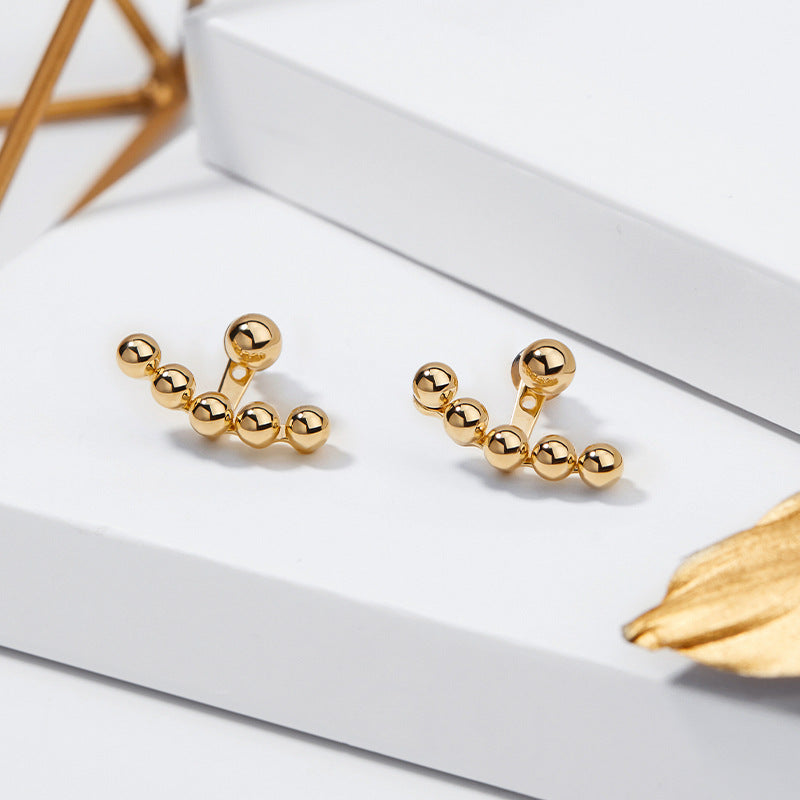 MIQIAO Real 18K Gold Stud Earrings Simple Smile Design Pure Solid AU750 Gold Ball Earrings Fine Jewelry Gifts for Women EA005