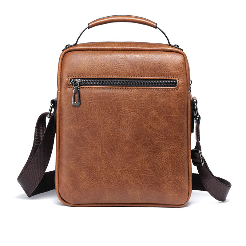 Bolso de hombro informal para hombre, bandolera vintage de alta calidad, de piel sintética