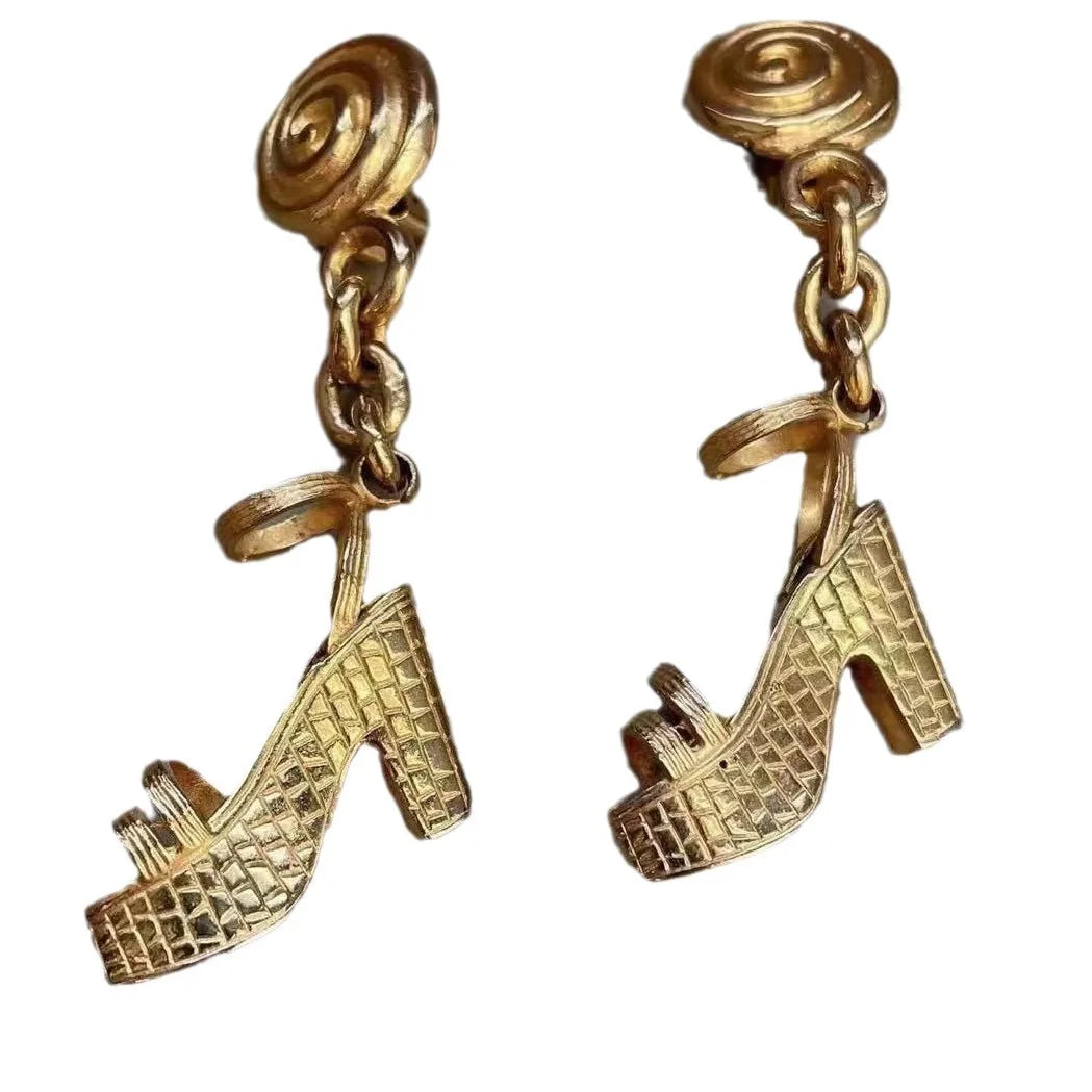 3D high-heeled shoe shaped earrings