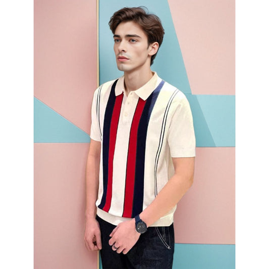 Polo de verano de rayas finas y corte ajustado para hombre