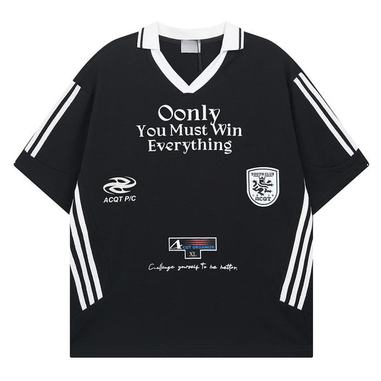 Polo deportivo unisex de rayas empalmadas y corte holgado