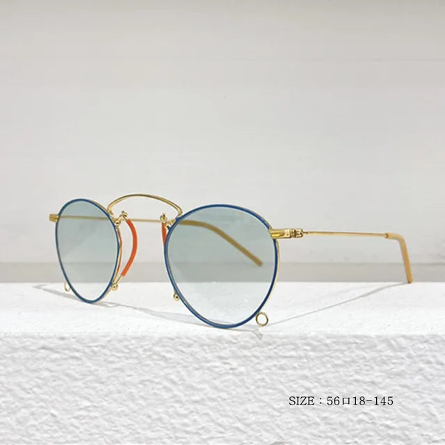 Gafas de sol redondas de metal de diseño, estilo retro para mujer, gafas clásicas de tendencia, de lujo, para conducir
