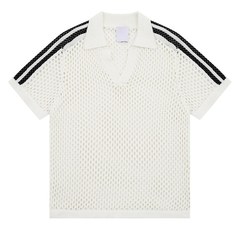 Camiseta de manga corta para hombre, holgada, informal, con cuello polo y media manga