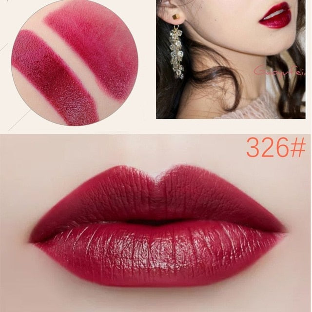 Lápiz labial de terciopelo de larga duración para labios rojos, resistente al agua, color nude, 6 colores de lujo, mate.