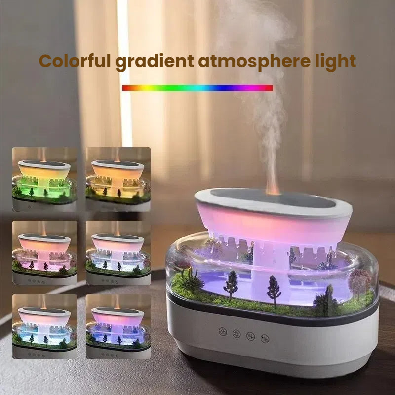 Humidificador de aroma estilo Raindrop con luces y difusión de aceites esenciales para el hogar.