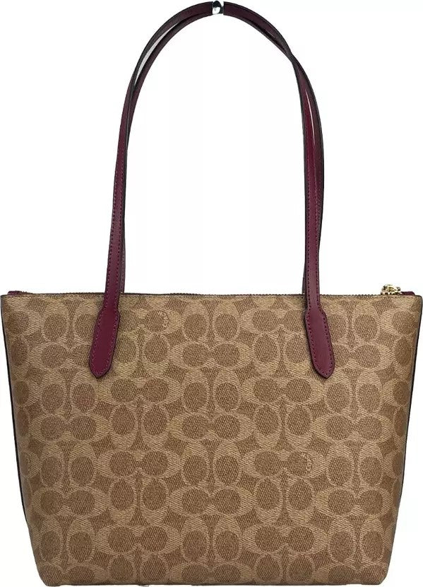 Signature Canvas Fiona Zip Tote Bag Brown
