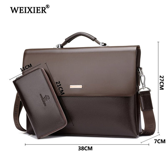 Marca WEIXIER, bolso de mano de piel sintética de microfibra de alta calidad para hombre