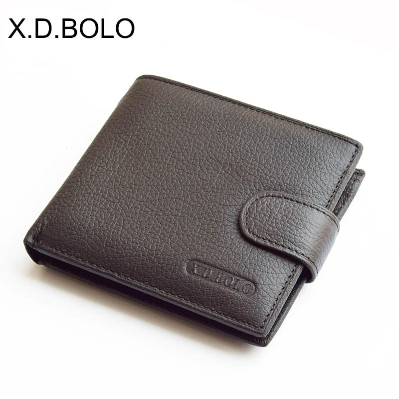 Cartera XDBOLO de piel auténtica para hombre, cartera con monedero