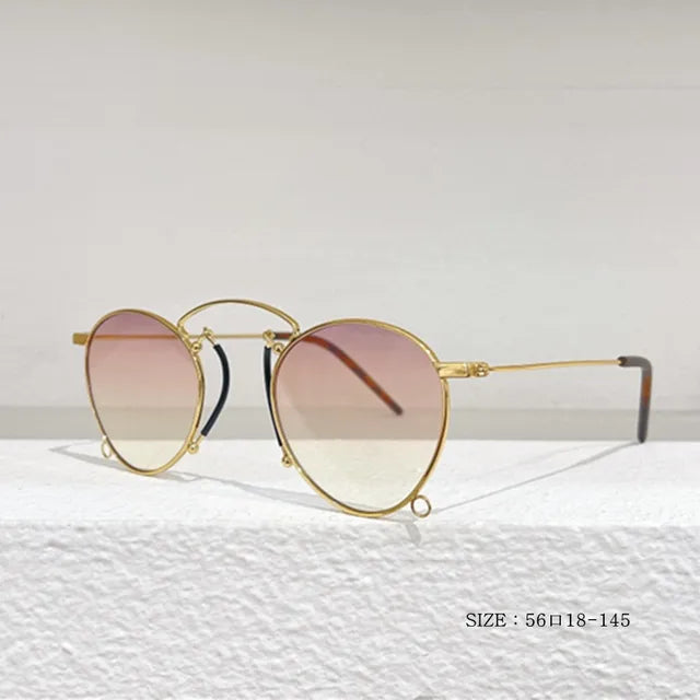 Gafas de sol redondas de metal de diseño, estilo retro para mujer, gafas clásicas de tendencia, de lujo, para conducir