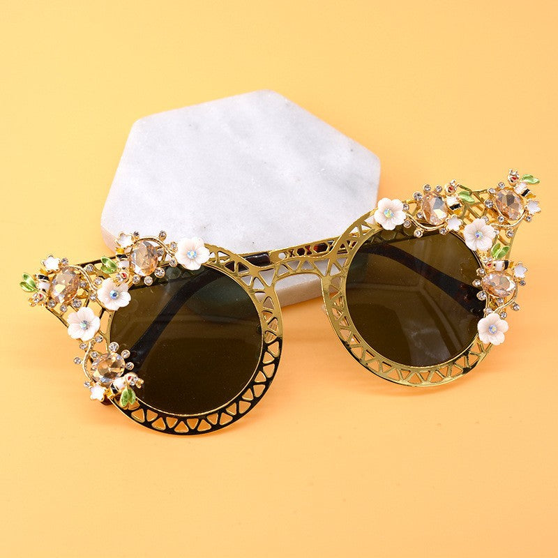 Gafas de sol plegables para mujer, de fotografía callejera con estrellas barrocas