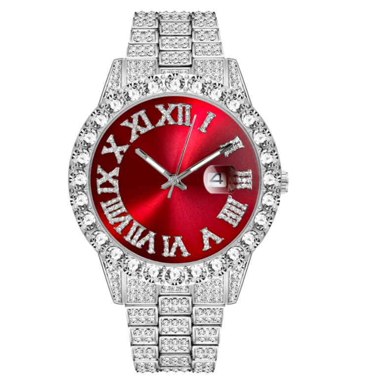 MISSFOX 2643Re Relojes para Hombre. Moderno simulando Diamante. Resistente al Agua. Oro de 18k Reloj Analógico de Cuarzo