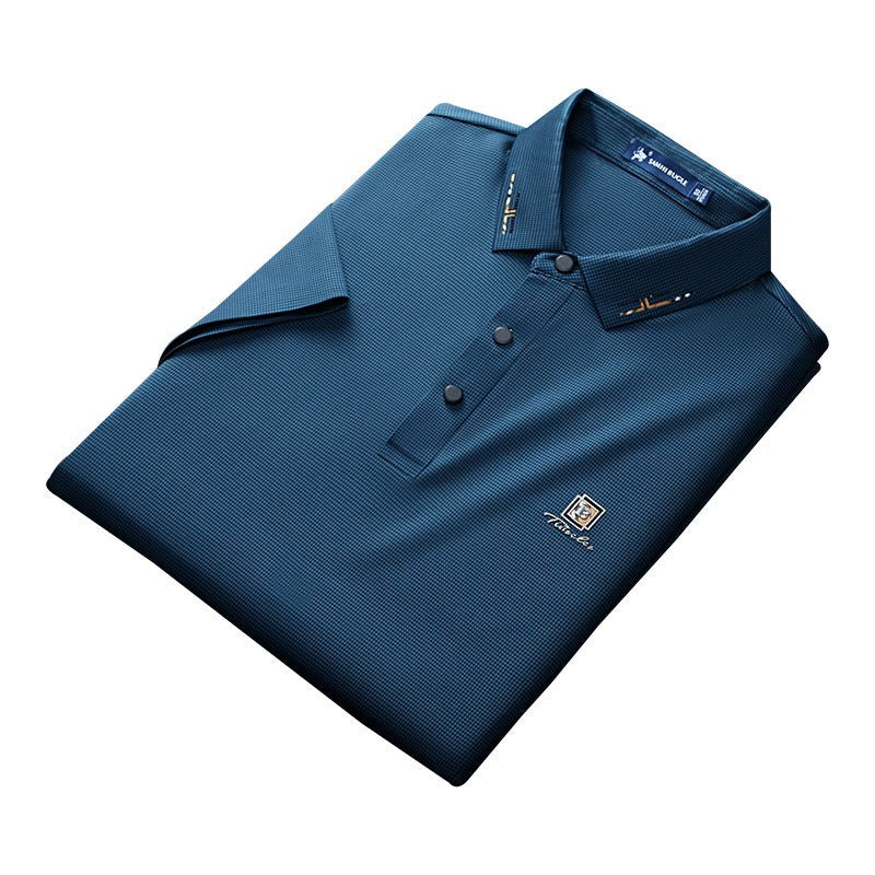 Camiseta de manga corta con cuello polo, informal, de verano, para negocios, de media manga