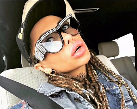 Gafas de sol cuadradas de lujo para mujer, montura extragrande con diamantes de imitación y brillantes.