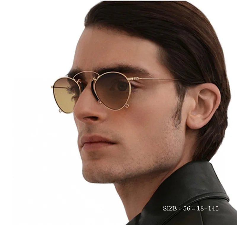 Gafas de sol redondas de metal de diseño, estilo retro para mujer, gafas clásicas de tendencia, de lujo, para conducir