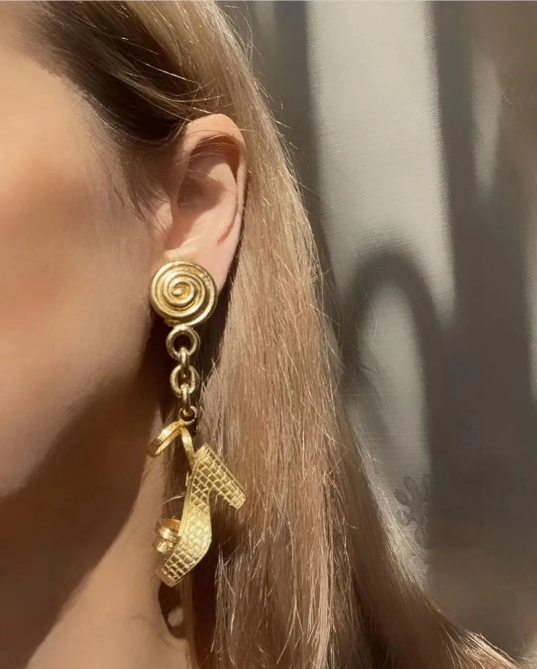 3D high-heeled shoe shaped earrings