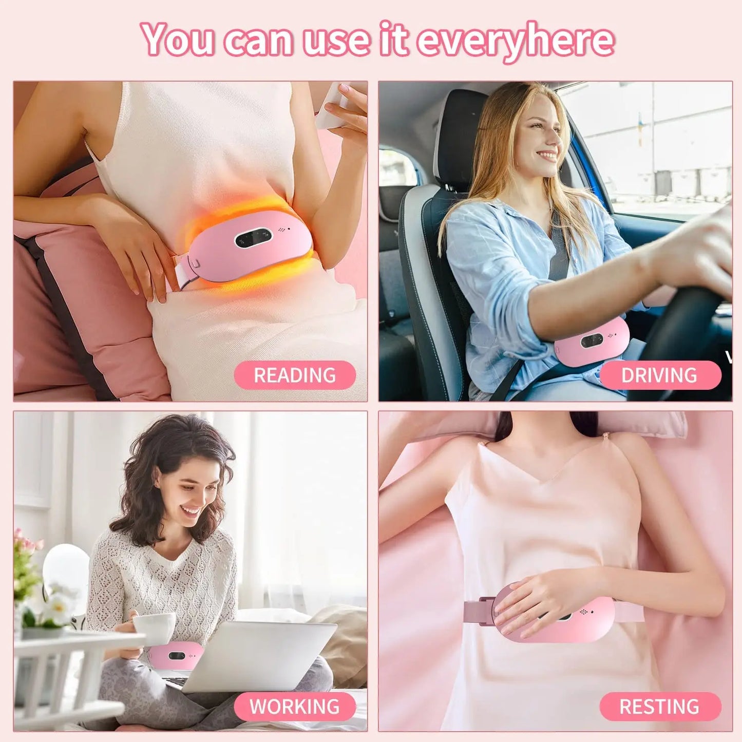 Almohadilla térmica para la menstruación, cinturón de masaje con calefacción, masajeador abdominal, dispositivo eléctrico para aliviar el dolor