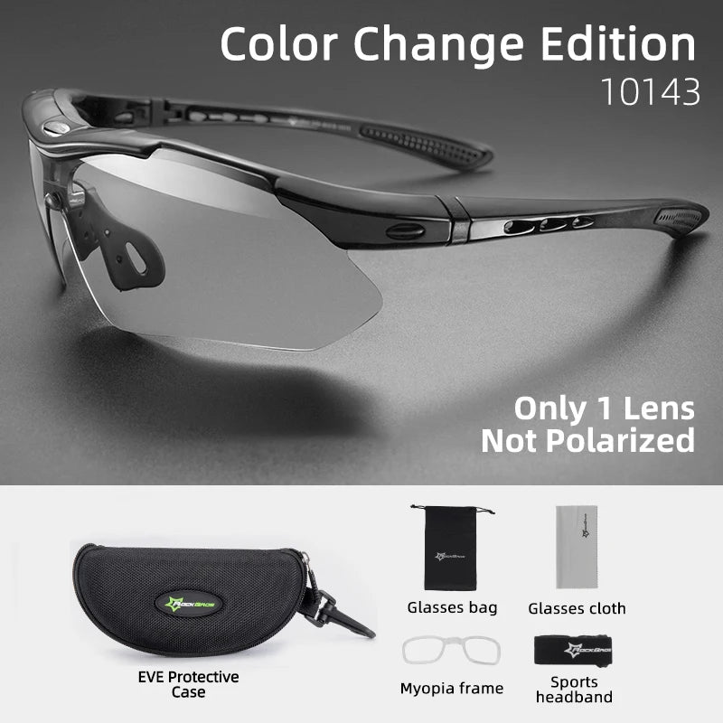 Gafas de sol deportivas polarizadas ROCKBROS para hombre, ciclismo de carretera, gafas de protección para ciclismo de montaña, 5 lentes