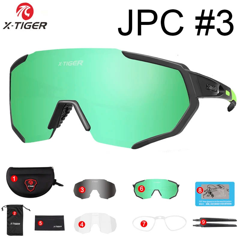 Gafas de ciclismo polarizadas X-TIGER de 5 lentes