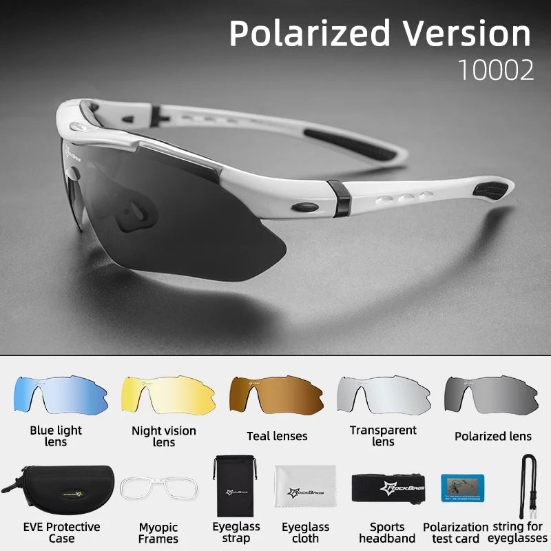Gafas de sol deportivas polarizadas ROCKBROS para hombre, ciclismo de carretera, gafas de protección para ciclismo de montaña, 5 lentes