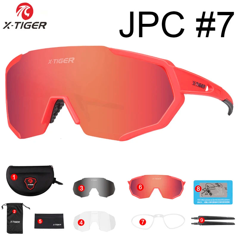 Gafas de ciclismo polarizadas X-TIGER de 5 lentes