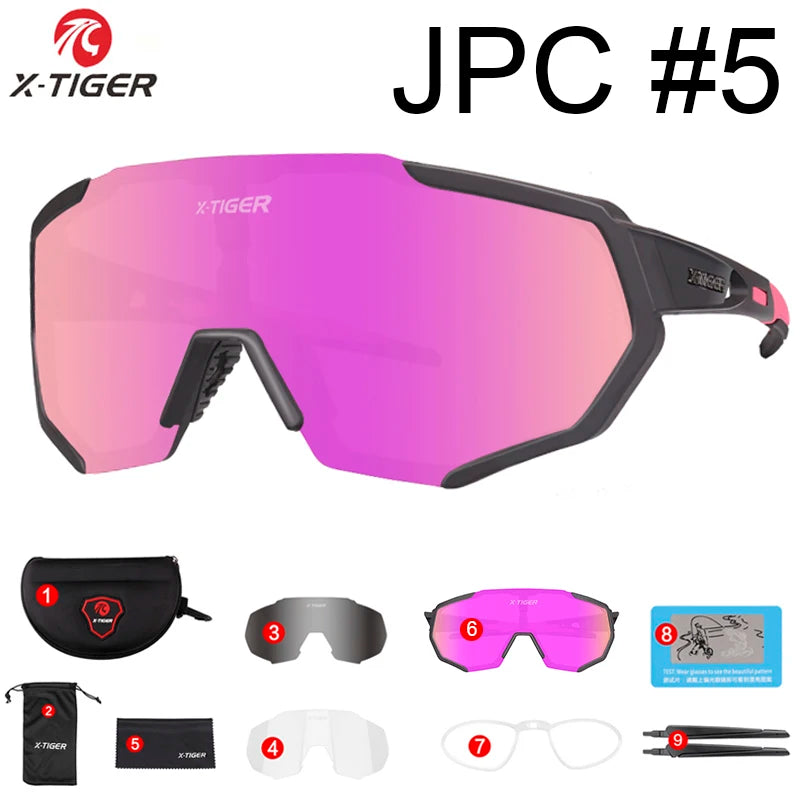 Gafas de ciclismo polarizadas X-TIGER de 5 lentes