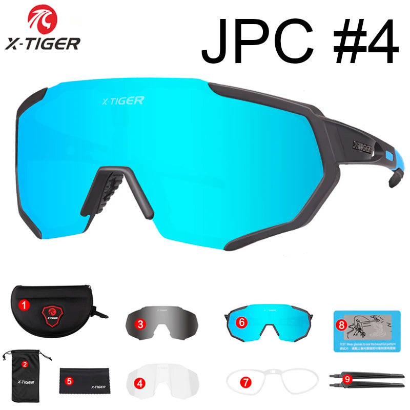 Gafas de ciclismo polarizadas X-TIGER de 5 lentes