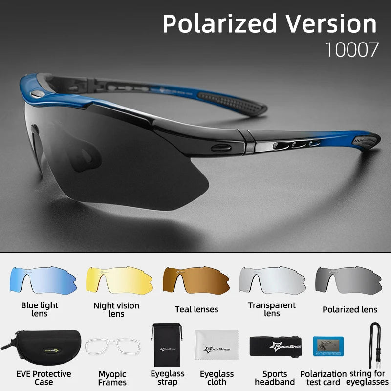 Gafas de sol deportivas polarizadas ROCKBROS para hombre, ciclismo de carretera, gafas de protección para ciclismo de montaña, 5 lentes