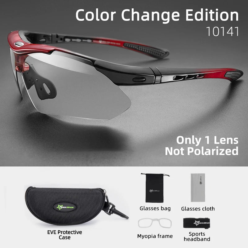 Gafas de sol deportivas polarizadas ROCKBROS para hombre, ciclismo de carretera, gafas de protección para ciclismo de montaña, 5 lentes