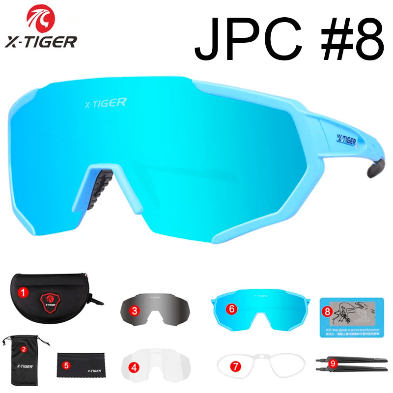 Gafas de ciclismo polarizadas X-TIGER de 5 lentes