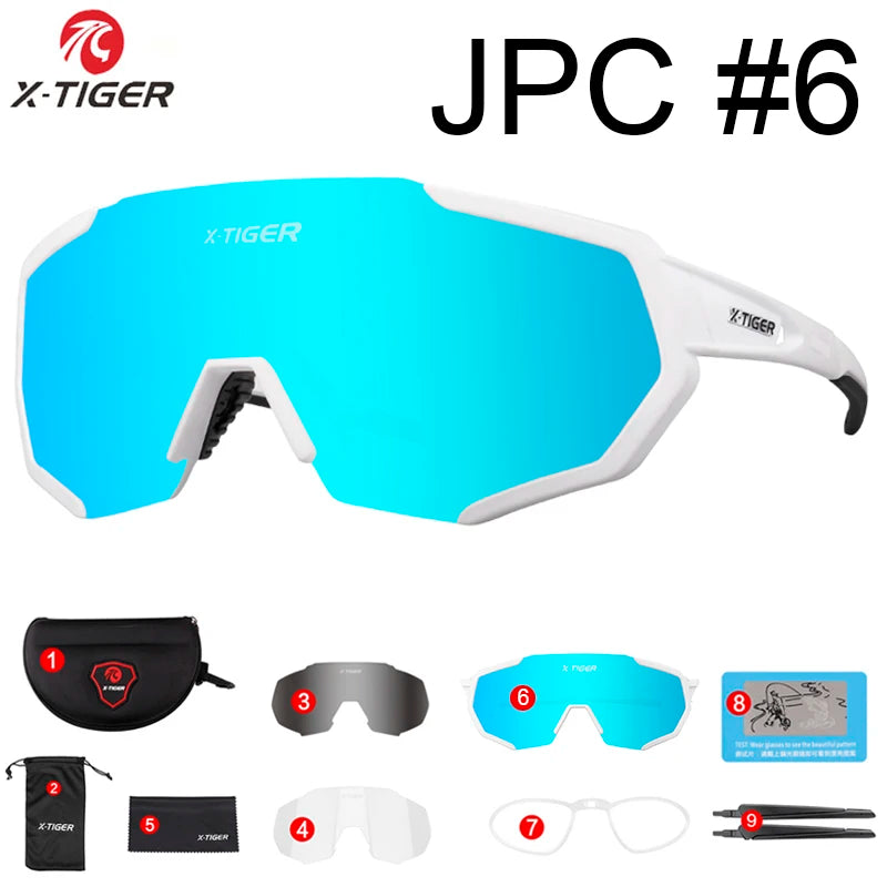 Gafas de ciclismo polarizadas X-TIGER de 5 lentes