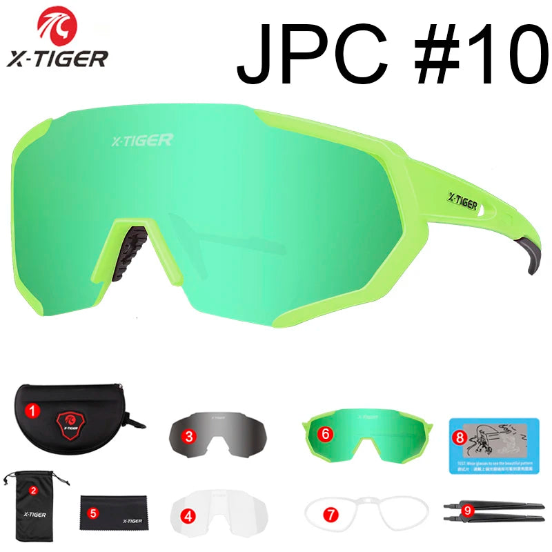 Gafas de ciclismo polarizadas X-TIGER de 5 lentes