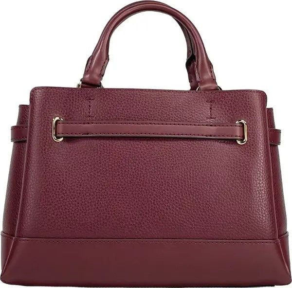 Reed Small Leather Belted Satchel Crossbody Bag Oxblood