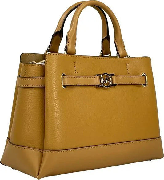 Michael Kors Reed Small Leather Belted Satchel Crossbody Bag Brown