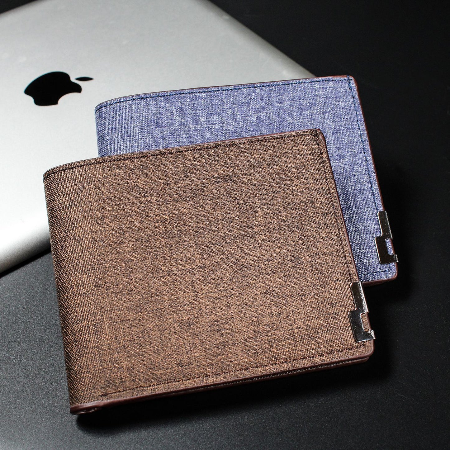 Cartera corta de lona para hombre